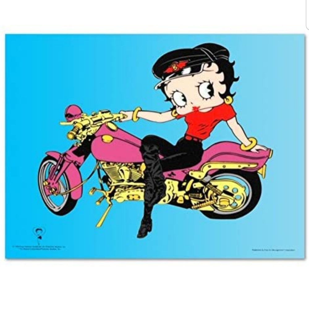 𝐑𝐞𝐭𝐚𝐢𝐥 $𝟐𝟓𝟎 Betty Boop on motorcycle sericel art print + Certificate